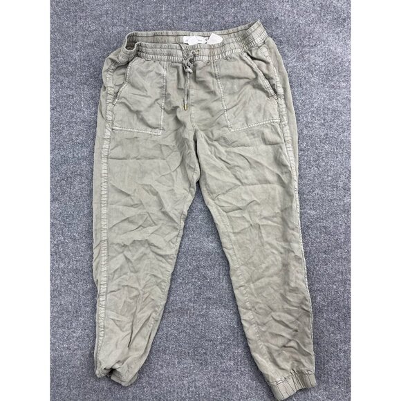 LOGG H&M Pants Women's 14 Green Pull On Elastic Waist Paperbag Viscose - Picture 1 of 8